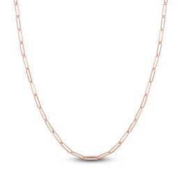 Solid Paperclip Chain Necklace 14K Rose Gold 30" 3.9mm