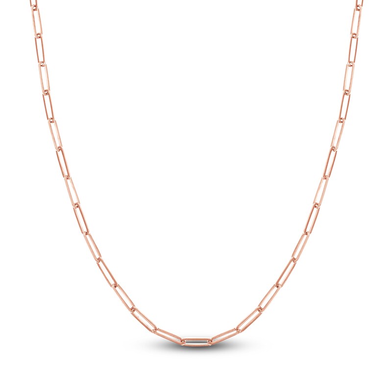 Main Image 1 of Solid Paperclip Chain Necklace 14K Rose Gold 30" 3.9mm