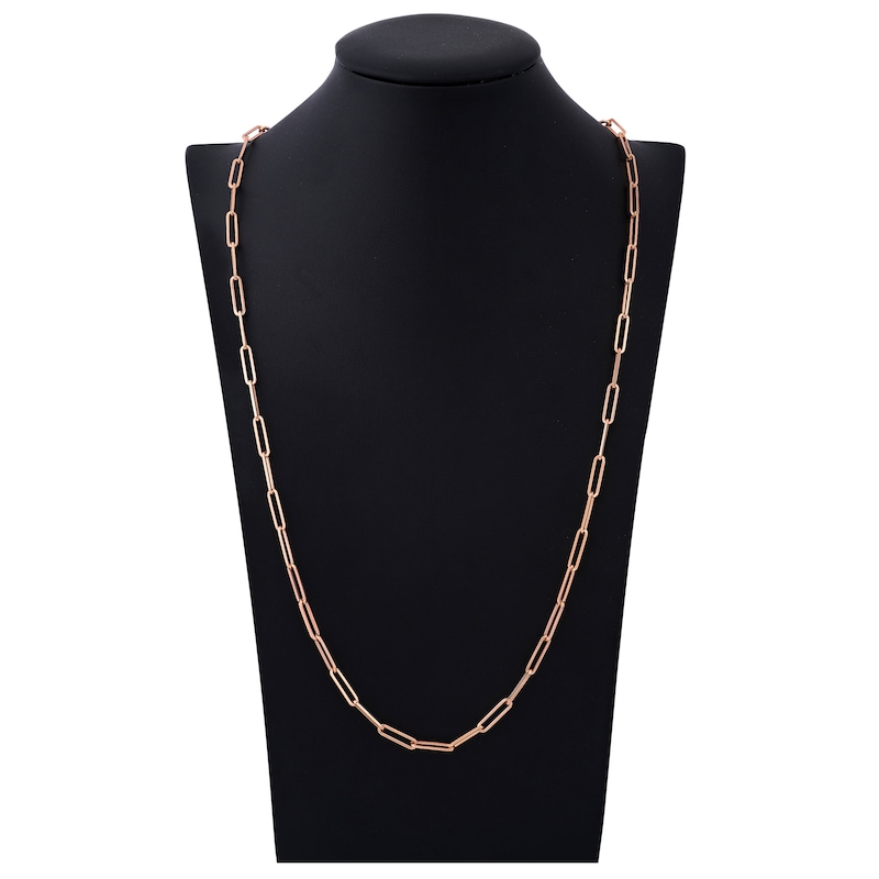 Main Image 2 of Solid Paperclip Chain Necklace 14K Rose Gold 30" 3.9mm