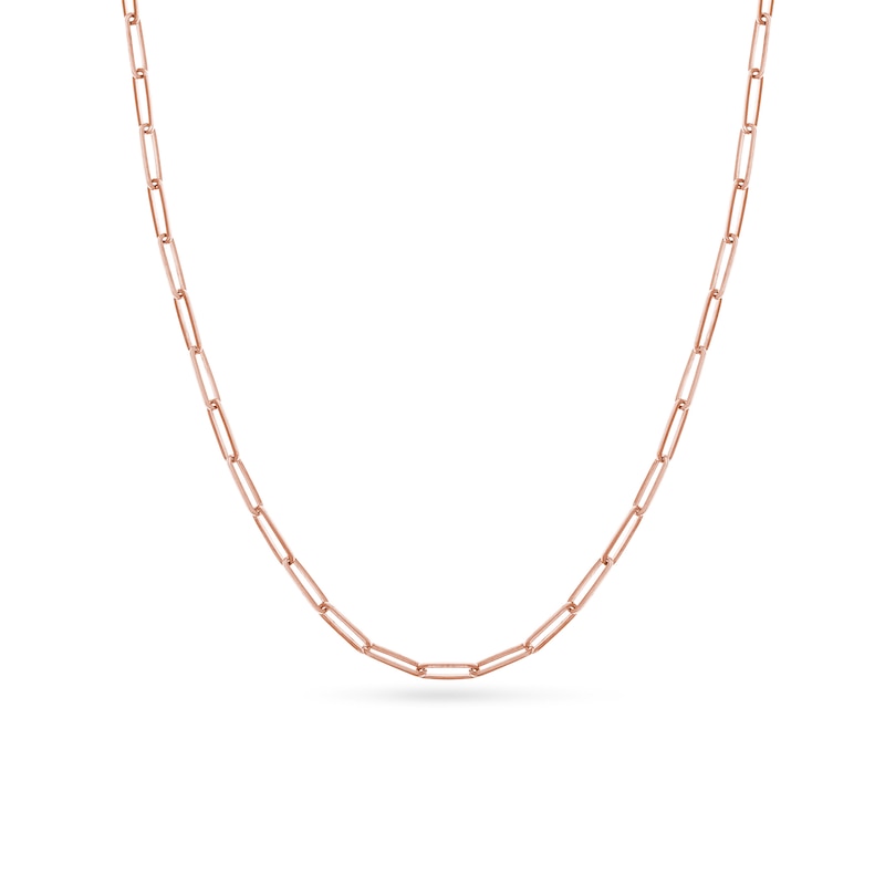 Solid Paperclip Chain Necklace 14K Rose Gold 20" 3.9mm