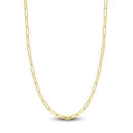 Solid Paperclip Chain Necklace 14K Yellow Gold 18" 5mm