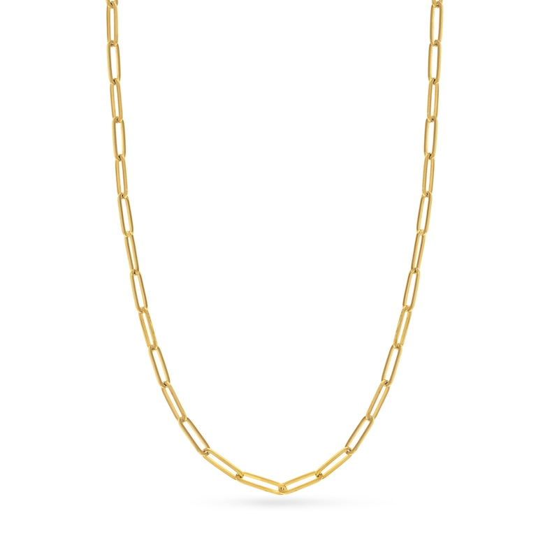 Solid Paperclip Chain Necklace 14K Yellow Gold 18" 5.1mm