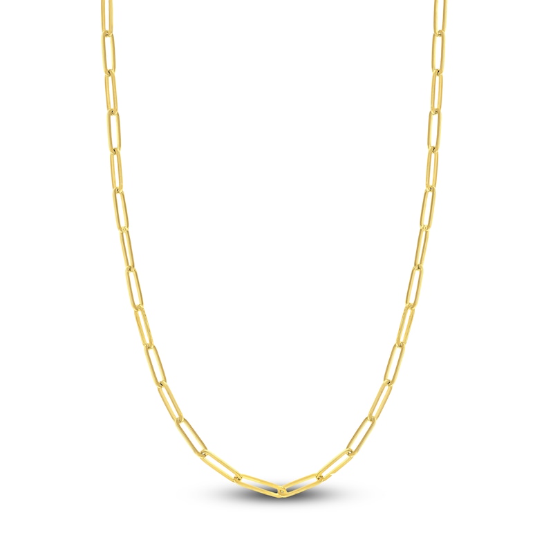 Solid Paperclip Chain Necklace 14K Yellow Gold 18" 5.1mm