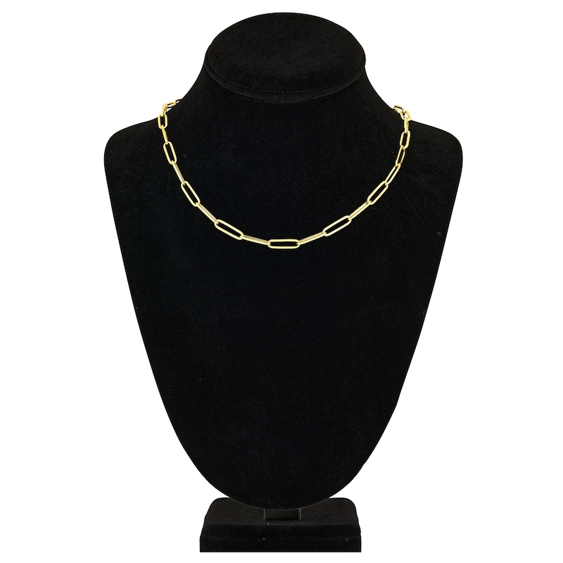 Main Image 2 of Solid Paperclip Chain Necklace 14K Yellow Gold 18" 5mm