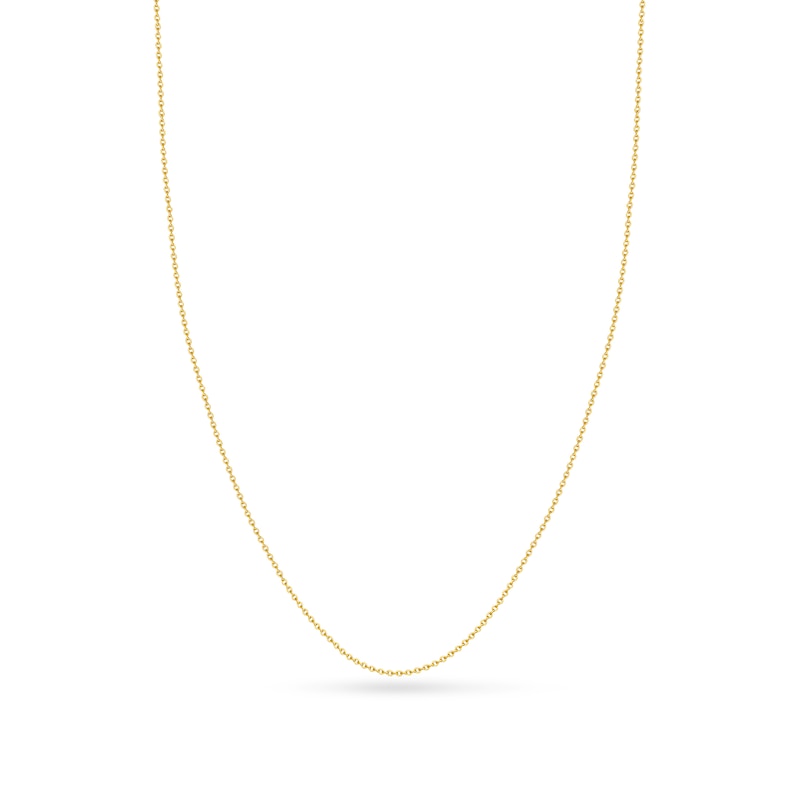 Solid Cable Chain Necklace 18K Yellow Gold 16" 1.5mm
