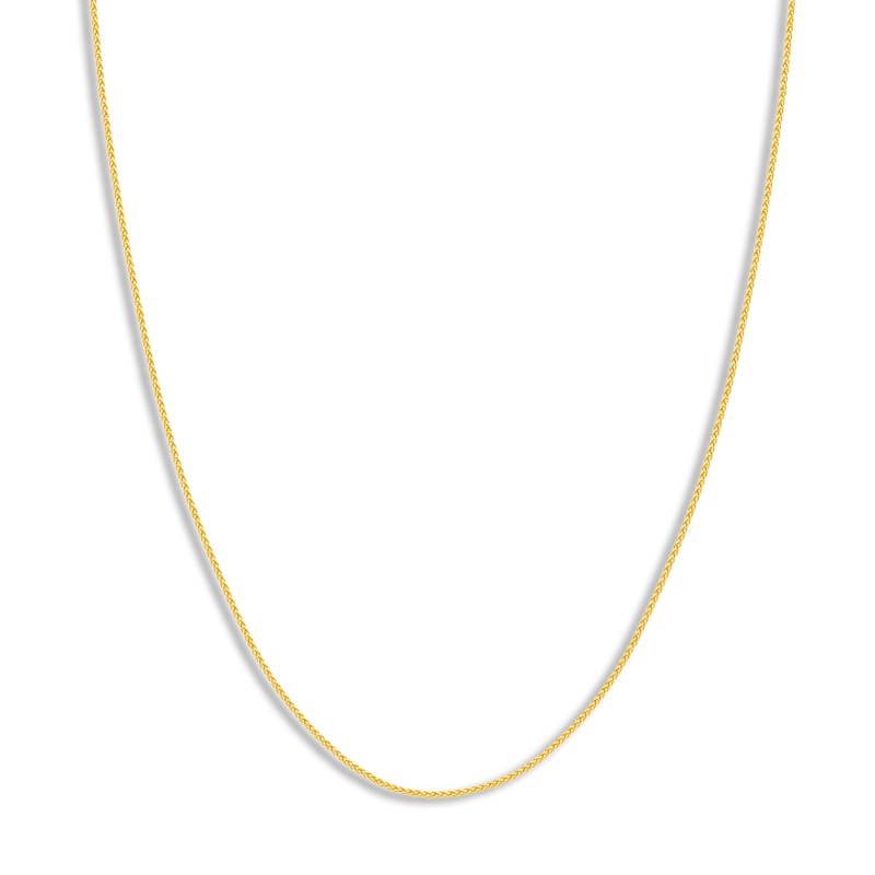 Solid Round Wheat Chain Necklace 18K Yellow Gold 18" 1.05mm