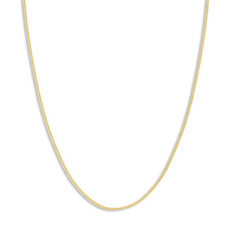 Main Image 1 of Solid Round Wheat Chain Necklace 18K Yellow Gold 18" 1.05mm