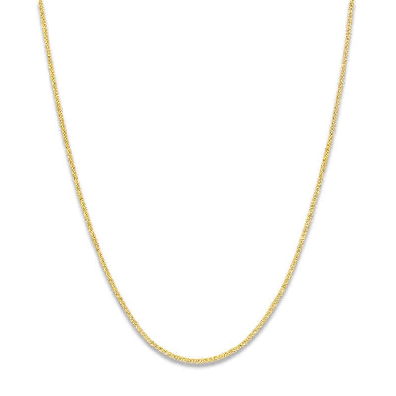 Main Image 1 of Solid Round Wheat Chain Necklace 18K Yellow Gold 16" 1.05mm
