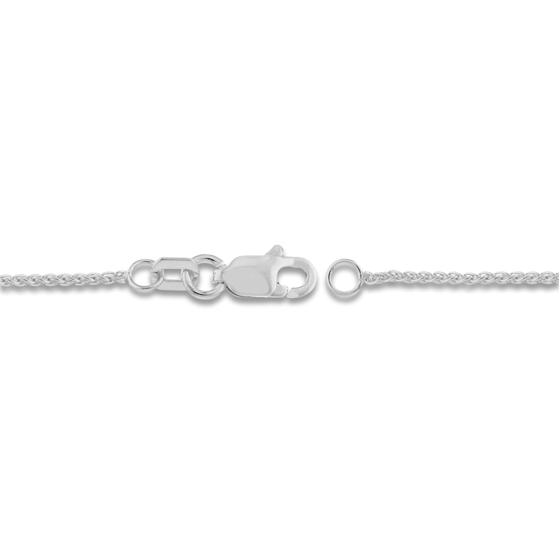 Main Image 3 of Solid Round Wheat Chain Necklace 18K White Gold 16" 1.05mm