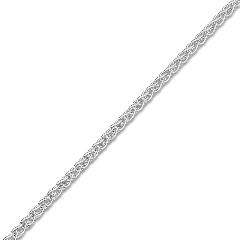 Main Image 2 of Solid Round Wheat Chain Necklace 18K White Gold 18" 1.05mm