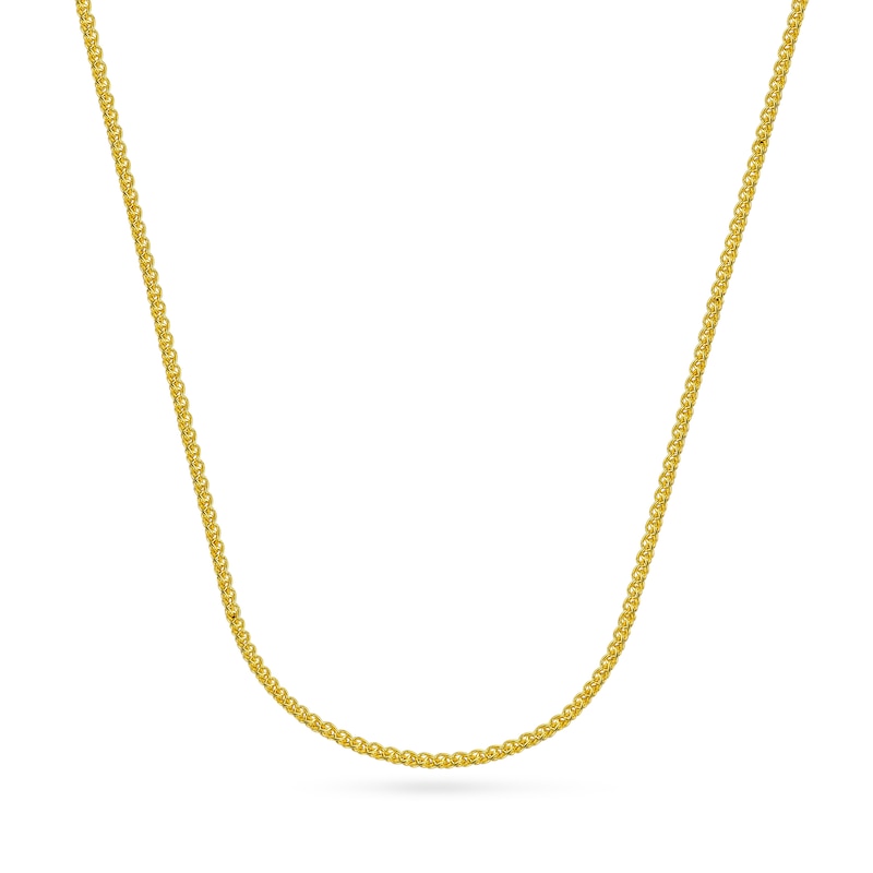 Main Image 1 of Men's Solid Round Wheat Chain Necklace 18K Yellow Gold 16" 1.65mm