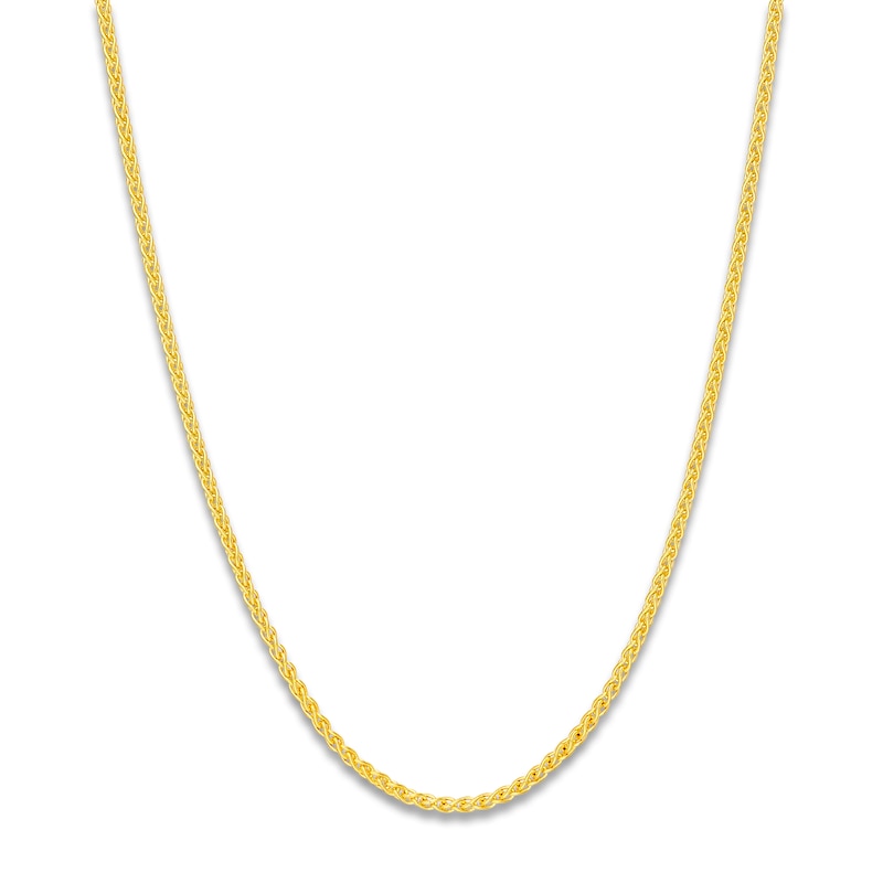 Solid Round Wheat Chain Necklace 18K Yellow Gold 20" 1.65mm