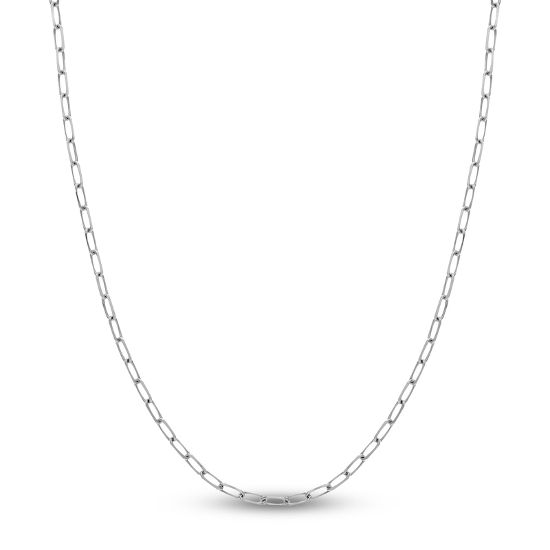 Main Image 1 of Solid Paperclip Chain Necklace 14K White Gold 24" 4mm