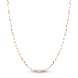 Solid Paperclip Chain Necklace 14K Rose Gold 18" 4mm