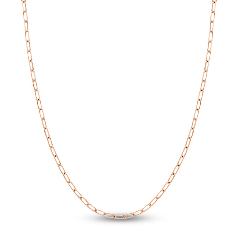 Solid Paperclip Chain Necklace 14K Rose Gold 18" 4mm