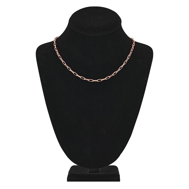 Main Image 4 of Solid Paperclip Chain Necklace 14K Rose Gold 18" 4mm