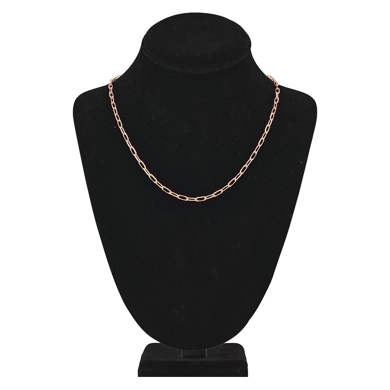 Main Image 4 of Solid Paperclip Chain Necklace 14K Rose Gold 20" 4mm