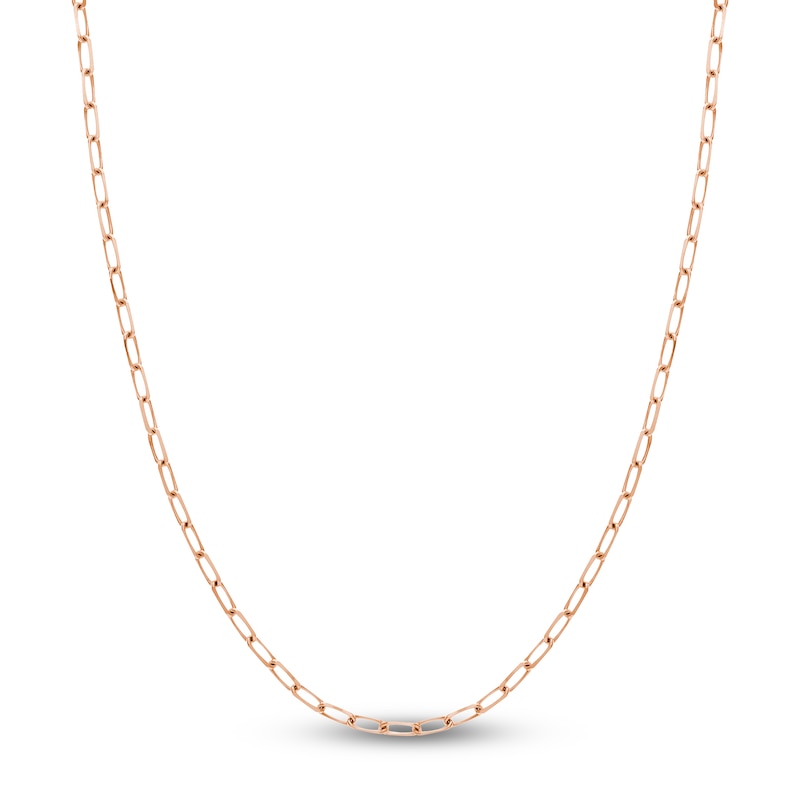Main Image 1 of Solid Paperclip Chain Necklace 14K Rose Gold 24" 3.7mm