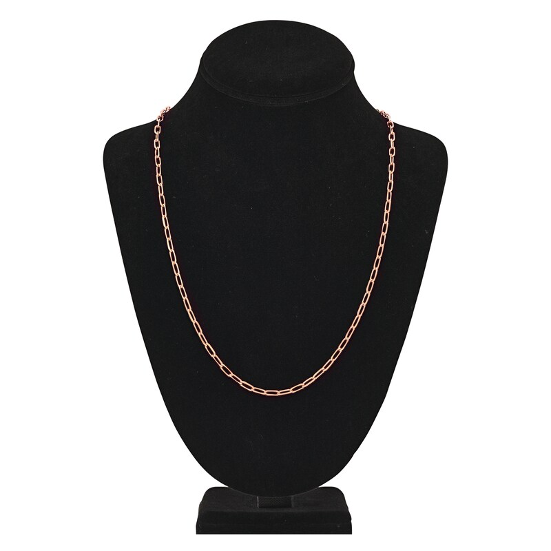 Main Image 4 of Solid Paperclip Chain Necklace 14K Rose Gold 24" 3.7mm