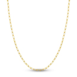 Solid Paperclip Chain Necklace 14K Yellow Gold 18" 4mm