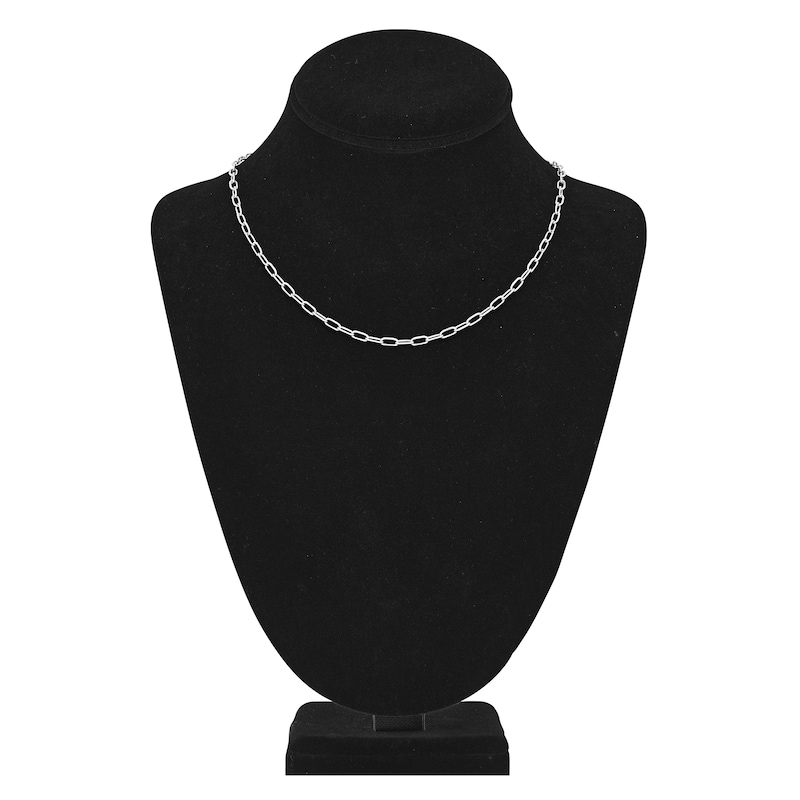 Main Image 4 of Solid Paperclip Chain Necklace 14K White Gold 18" 3.1mm