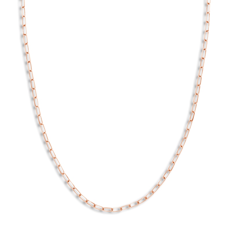 Solid Paperclip Chain Necklace 14K Rose Gold 20" 3.1mm