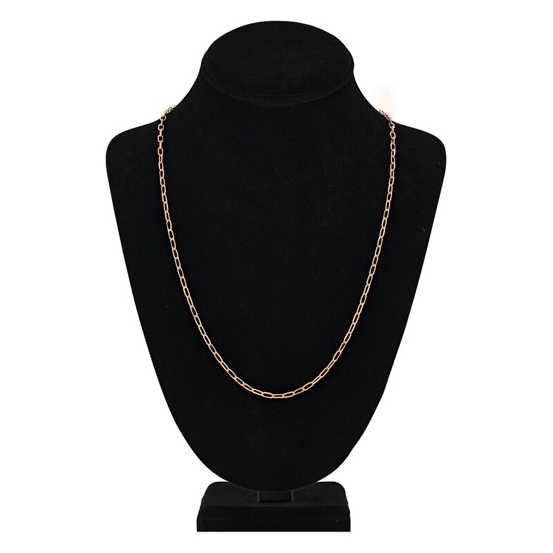 Main Image 4 of Solid Paperclip Chain Necklace 14K Rose Gold 24" 3.1mm