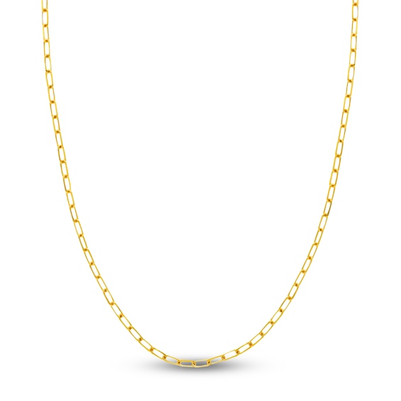 Solid Paperclip Chain Necklace 14K Yellow Gold 24" 3.1mm