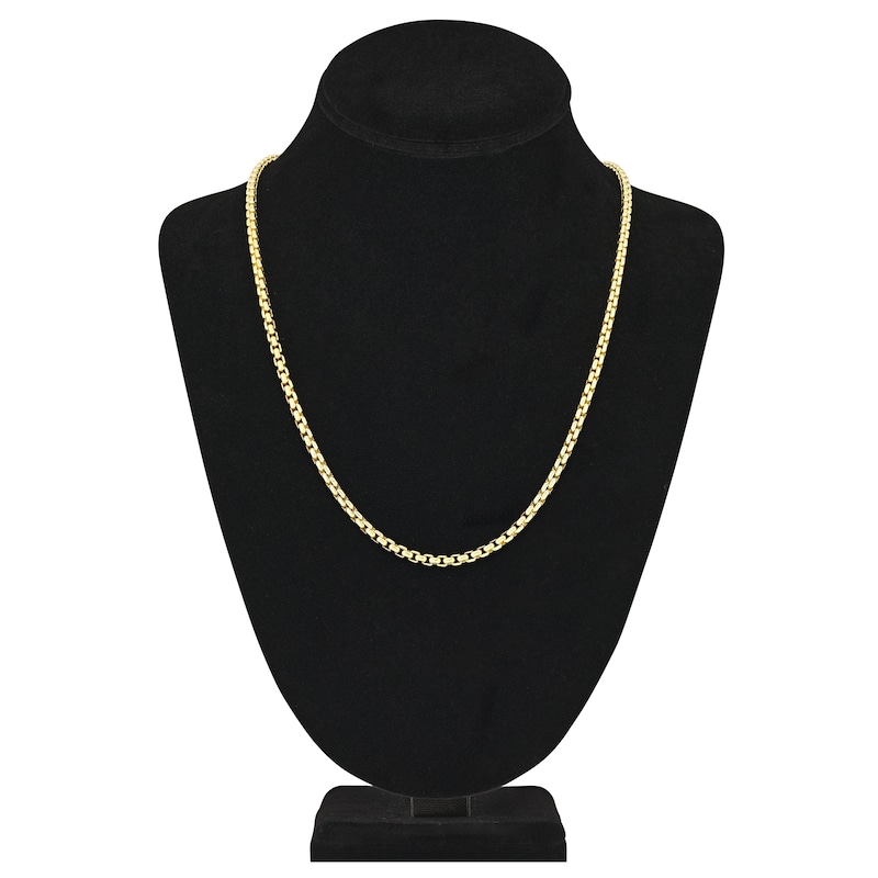 Main Image 4 of Solid Round Box Chain Necklace 14K Yellow Gold 22" 3.95mm