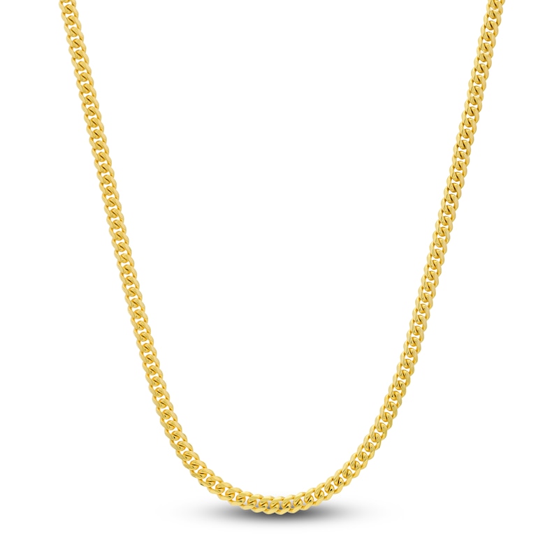 Main Image 1 of Solid Miami Curb Link Necklace 14K Yellow Gold 24" 6.45mm