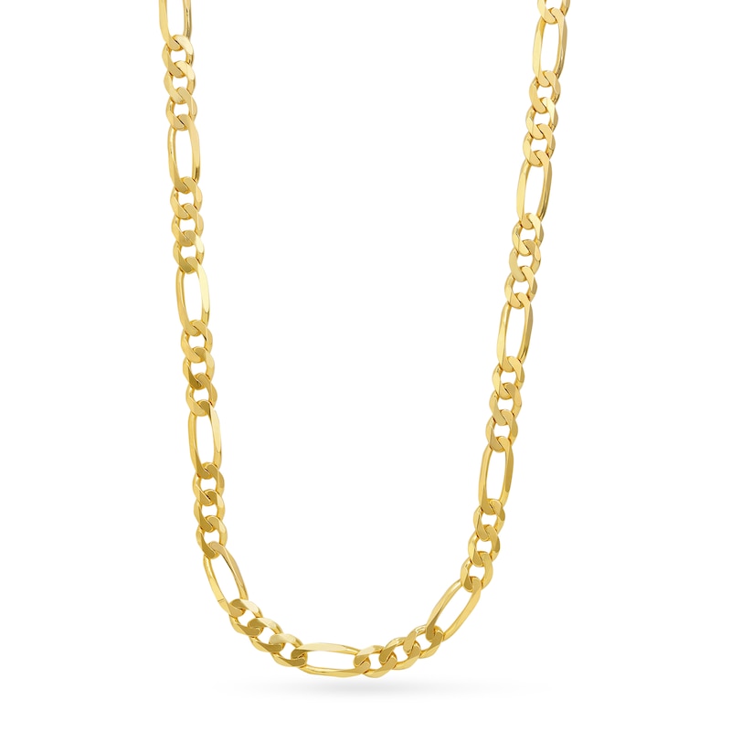 Main Image 1 of Solid Flat Figaro Chain Necklace 14K Yellow Gold 24" 8.4mm