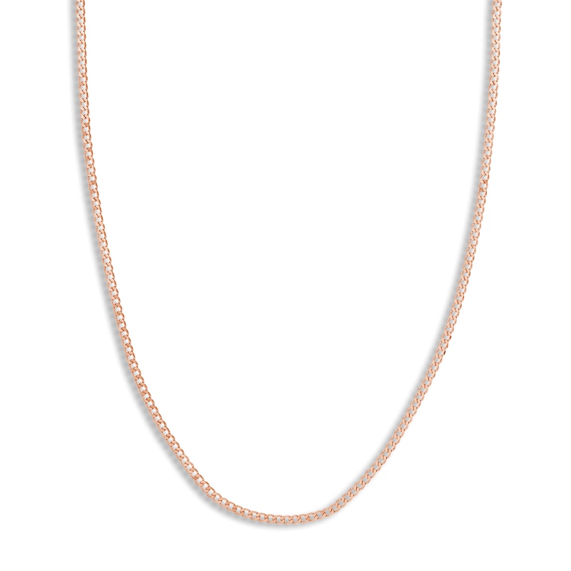 Main Image 1 of Men's Solid Open Curb Necklace 14K Rose Gold 18" 2.7mm