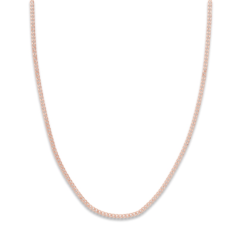 Main Image 1 of Solid Open Curb Necklace 14K Rose Gold 20" 2.7mm