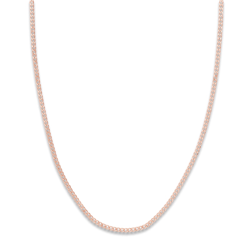 Main Image 1 of Solid Open Curb Necklace 14K Rose Gold 24" 2.7mm