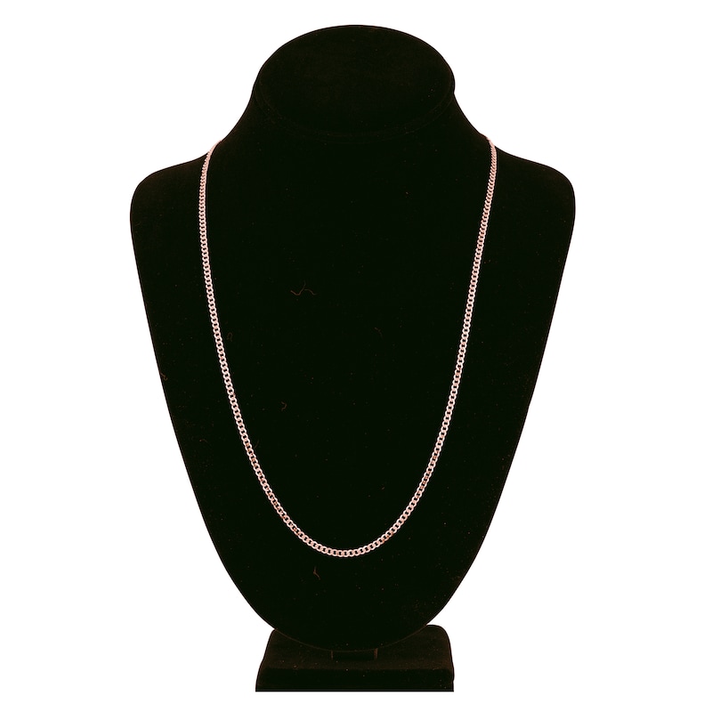 Main Image 4 of Solid Open Curb Necklace 14K Rose Gold 24" 2.7mm