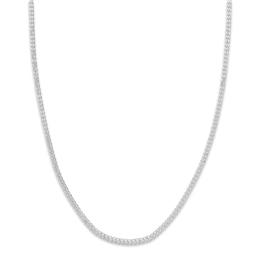 Men's Solid Open Curb Necklace 14K White Gold 18" 2.7mm