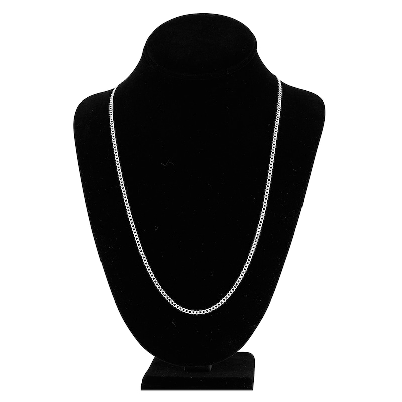 Solid Open Curb Necklace 14K White Gold 24" 2.7mm