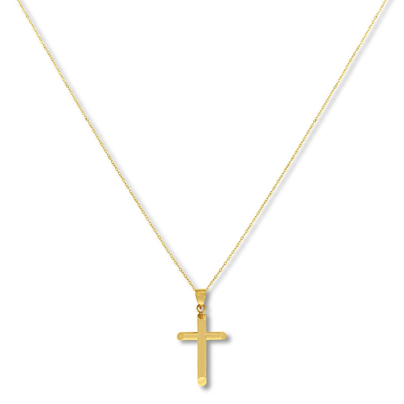 Traditional Cross Necklace 14K Yellow Gold 18"