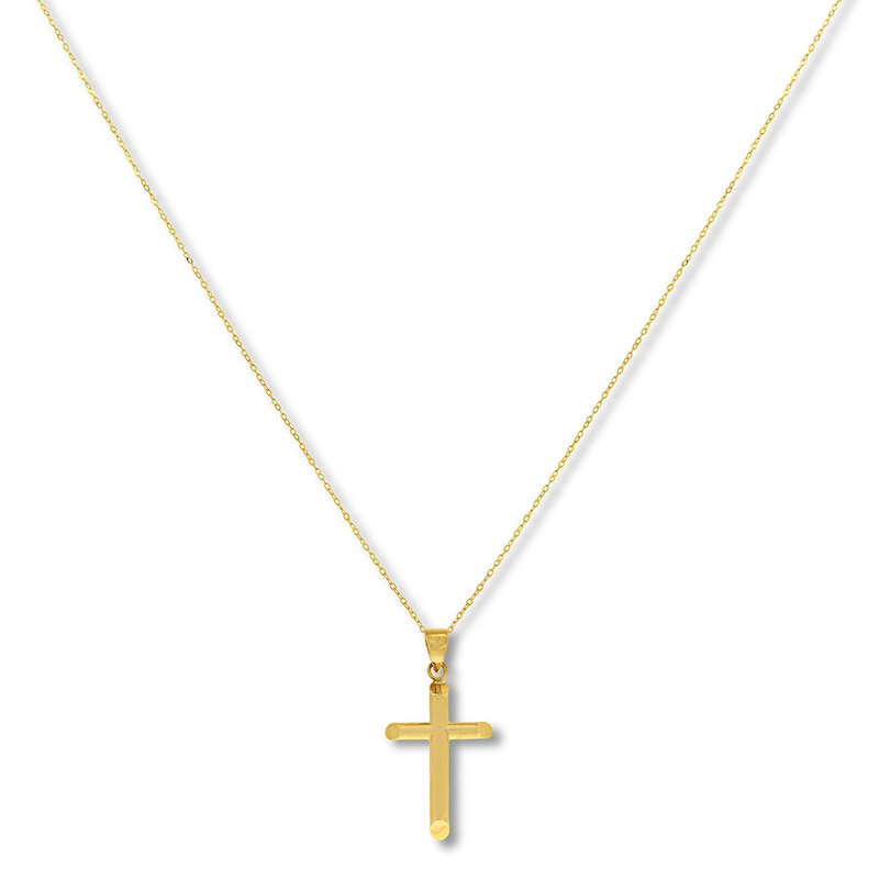 Main Image 1 of Traditional Cross Necklace 14K Yellow Gold 18"