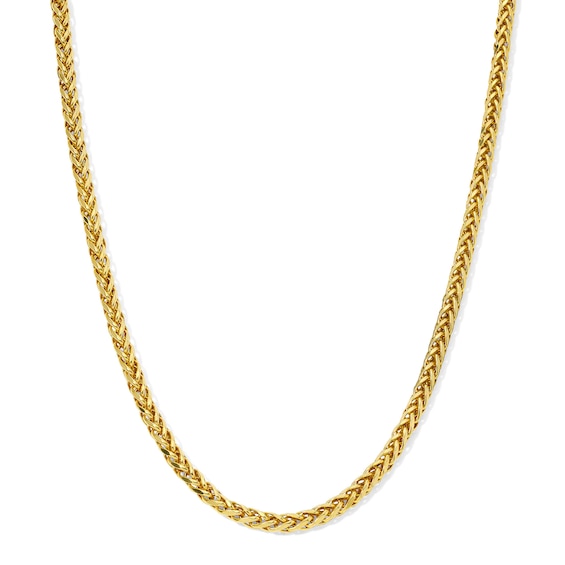 Wheat Chain Necklace Hollow 14K Yellow Gold 20" Length 3mm