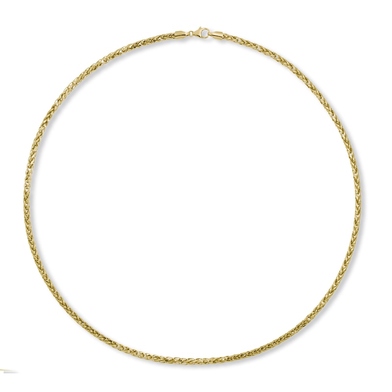 Main Image 2 of Hollow Wheat Chain Necklace 14K Yellow Gold 20" Length 3mm