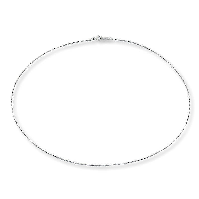 Main Image 2 of Solid Box Chain 14K White Gold 18" Length 0.8mm