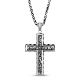 Antique Cross Necklace Stainless Steel 24"