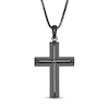 Thumbnail Image 1 of Cross Necklace Diamond Accent Black Ion-Plated Stainless Steel 24"