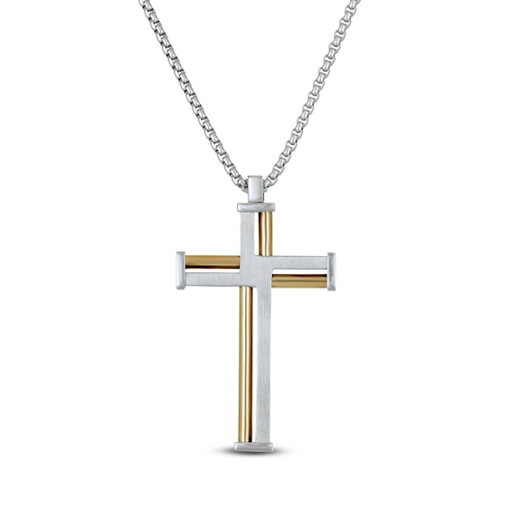 Stainless Steel Brown IP Plated Cross Necklace 56x35mm 24 Inches Stainless Steel Brown IP Plated Cross Necklace 56x35mm 24 Inches