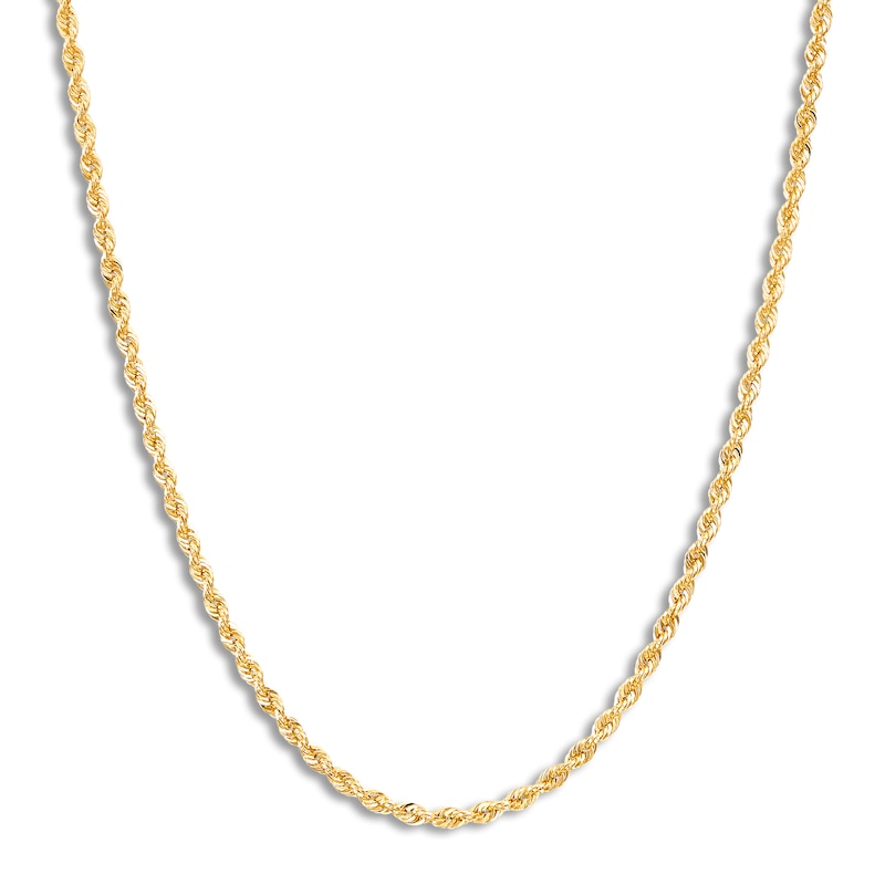 Main Image 1 of Hollow Rope Necklace 14K Yellow Gold 20 Length 2mm