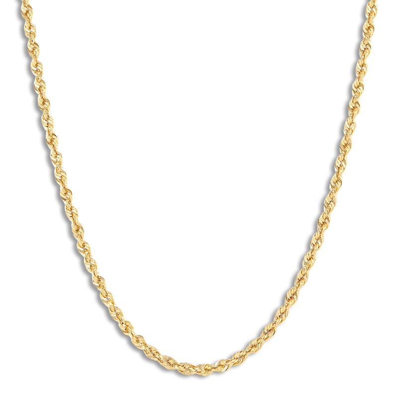 Main Image 1 of Hollow Rope Necklace 14K Yellow Gold 24 Length 3mm