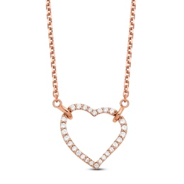 Heart Necklace Diamond Accents 14K Rose Gold 18"