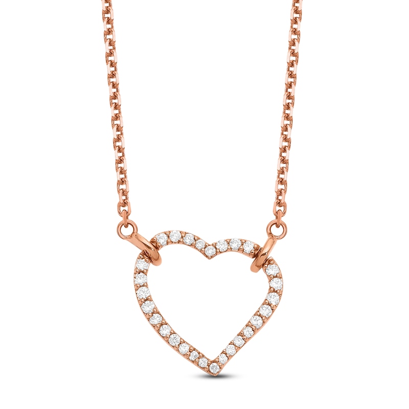 Main Image 1 of Heart Necklace Diamond Accents 14K Rose Gold 18"