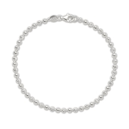 Beaded Chain Anklet Sterling Silver 10"
